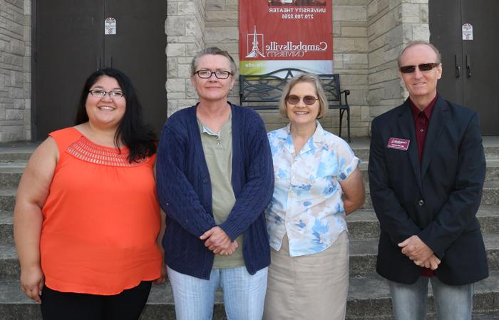 From left William Morse, Linda J. Cundiff, Davie Reneau and Azucena "Susie" Trejo Williams posing for a group shot. (Campbellsville University Photo by Drew Tucker)