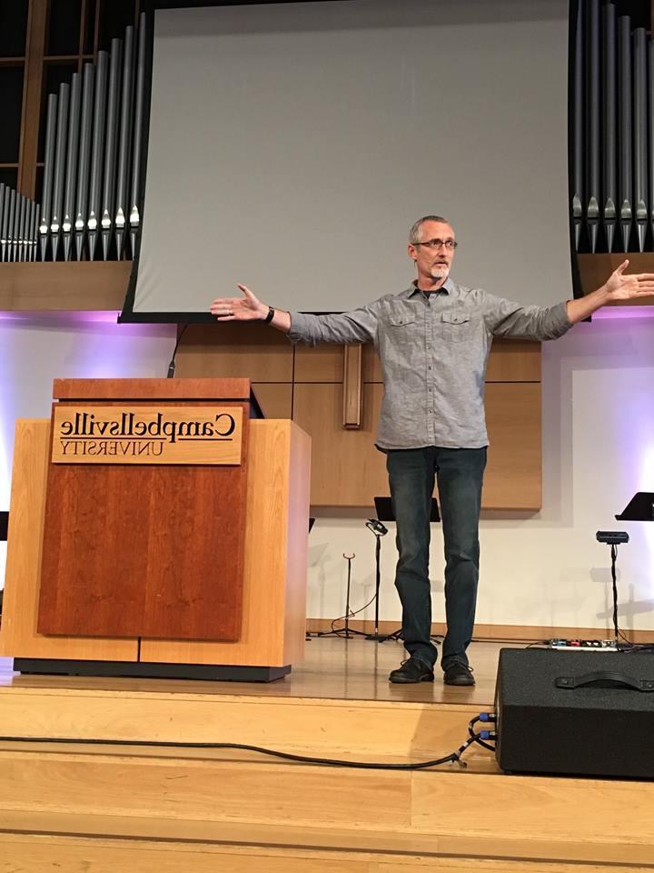 Phil Vischer, co-creator of Veggie Tales, shares a message about failure at Campbellsville University’s convocation service